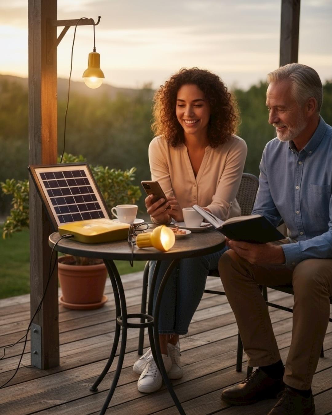 Solar Panelli Kamp Lambası, Karavan, Bahçe, Balkon Aydınlatma Seti