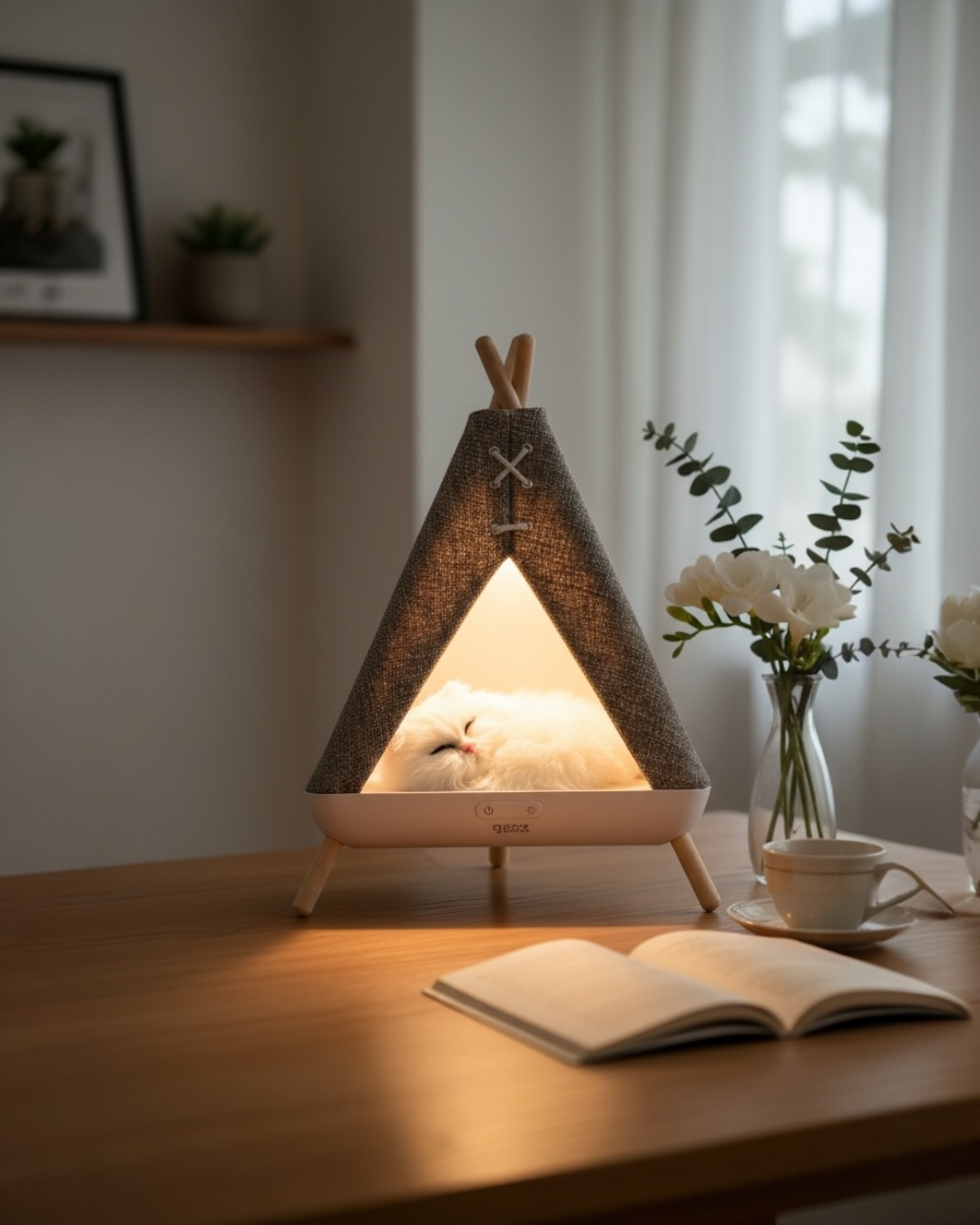 Tent Shape Kedili Masa Lambası, Gece Lambası, Abajur