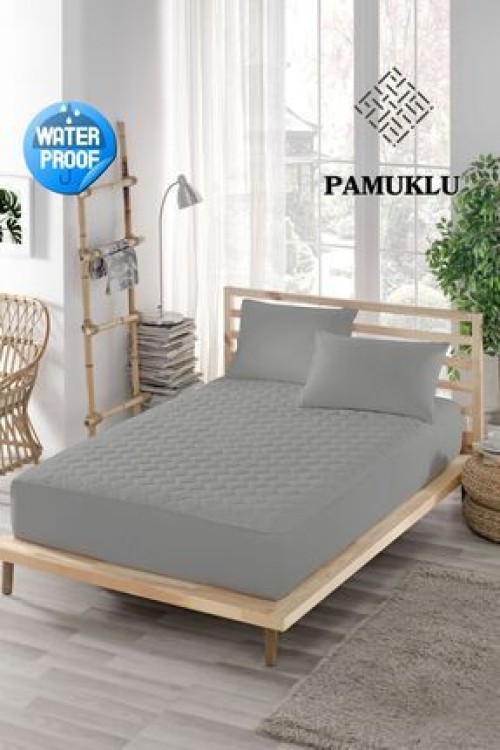 ELY PARKERRenkli Alez Gri-sıvı Geçirmez-pamuk Kapitoneli Fitted-çift Kişilik-tek Kişilik-bebek Alezi