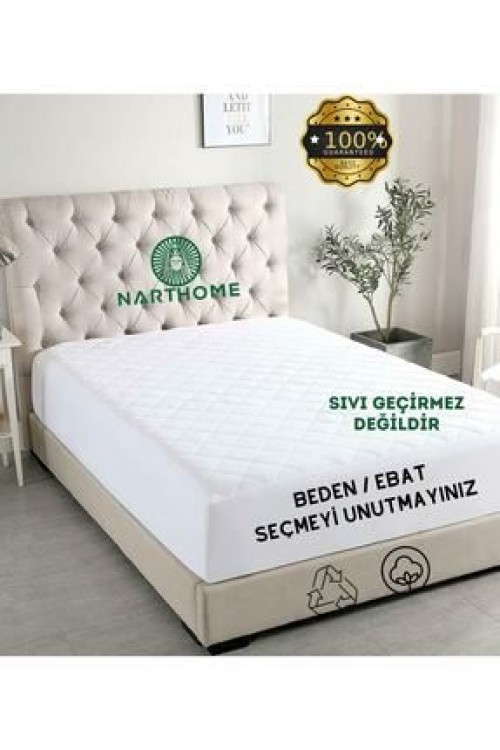 Nart HomeKapitone Fitted Yatak Koruyucu Alez Tek Çift Kişilik Kapitoneli Pamuklu Yatak Alezi 9 Boy
