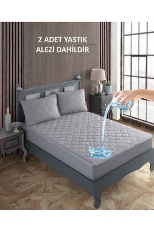 sevilyaÇift Kişilik Alez Seti %100 Pamuk Kapitone Su Sıvı Geçirmez Yatak Yastık Alezi Yatak Yastık Koruyucu
