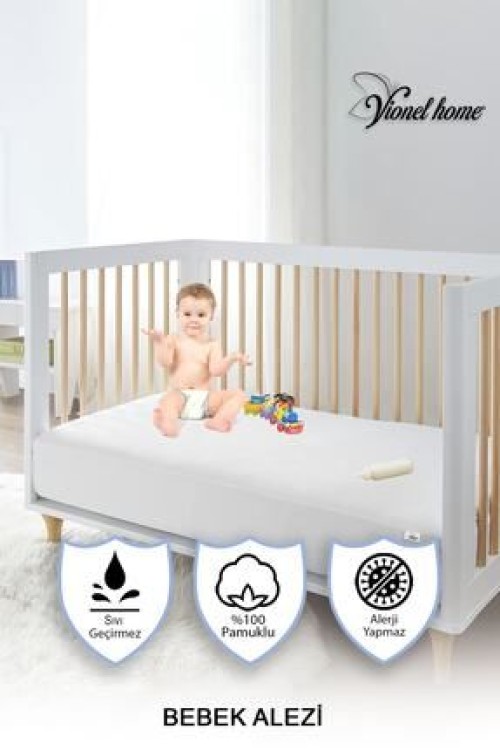 Vionel Home%100 Pamuklu, Sıvı Geçirmez Bebek Ve Çocuk Yatak Koruyucu Alezi, Park Beşik Yatak Koruyucu Alez