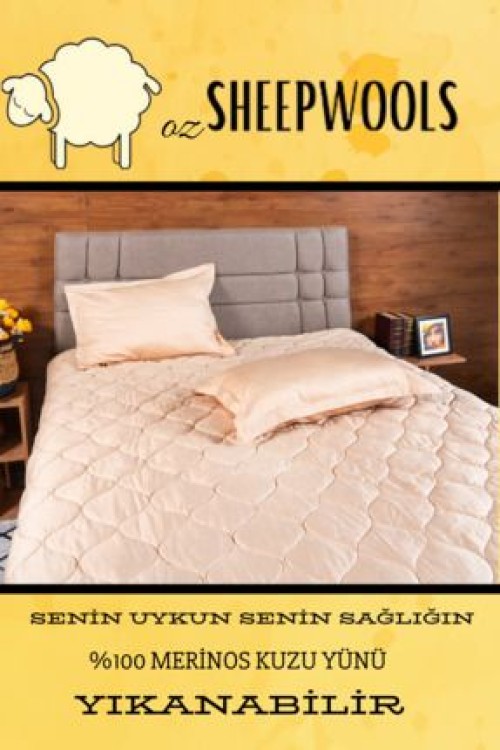 ozsheepwoolsÇİFT KİŞİLİK YÜN YORGAN&PİKE -İNCE YAZLIK-%100 MERİNOS YÜN - %100 SATEN PAMUK DIŞ KUMAŞ-YIKANABİLİR
