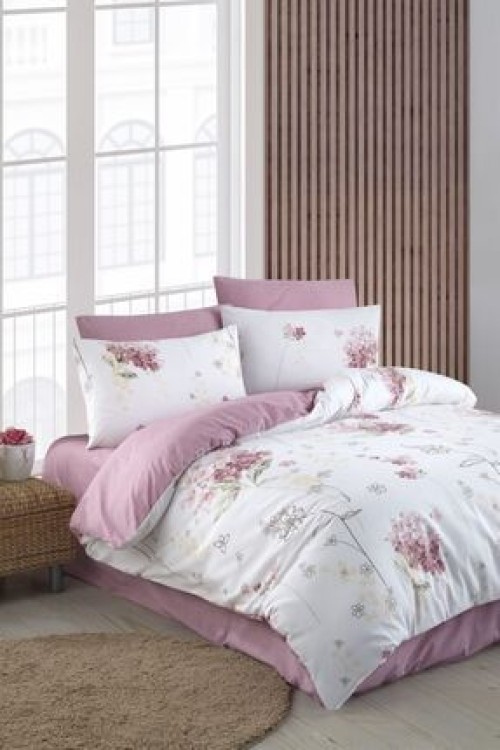 MyStory HomeLastikli Çarşaflı Çift Kişilik Nevresim Takımı Viola 200x220 cm