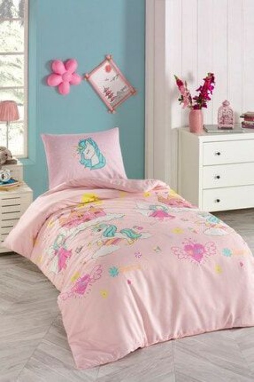 Eponj HomeJunior Nevresim Seti Tek Kişilik Unicorn Dreams Pembe