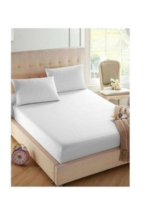 Soft ColoursBeyaz Çift Kişilik Lastikli Çarşaf + 2 Adet Yastık Kılıfı 160x200