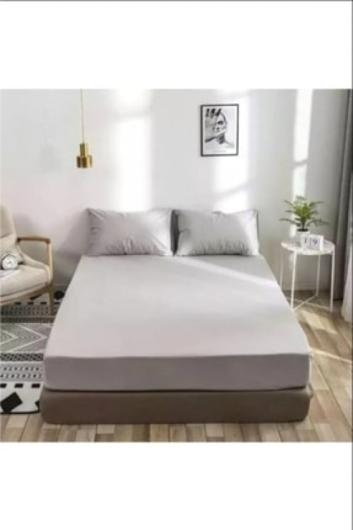Soft ColoursAçık Gri Çift Kişilik Lastikli Çarşaf + 2 Adet Yastık Kılıfı 160x200