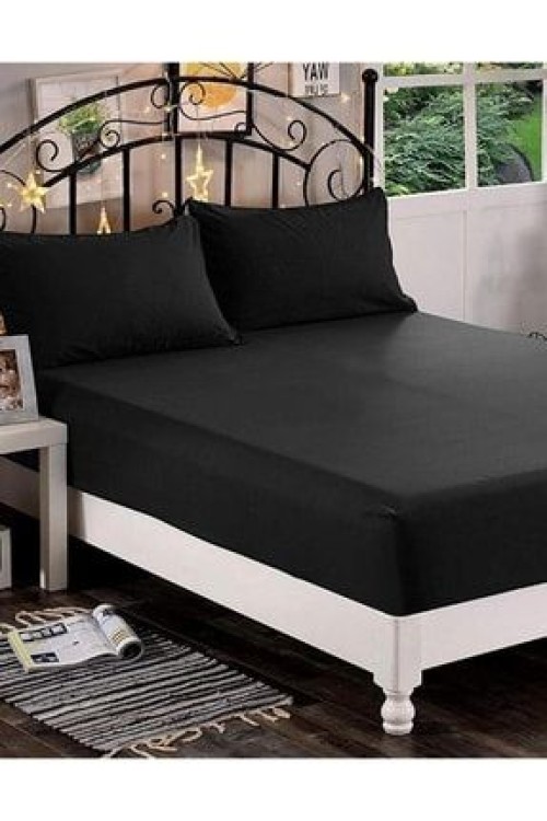 Soft ColoursÇift Kişilik Lastikli Çarşaf + 2 Adet Yastık Kılıfı 160x200 Siyah