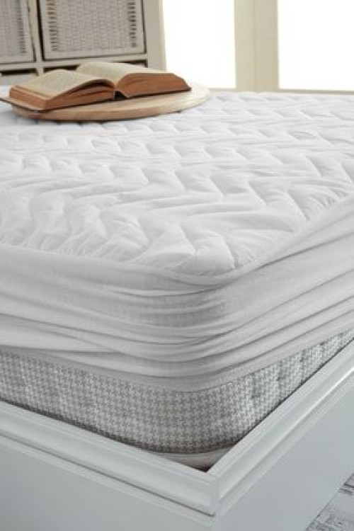 DecovillaKapitone Fitted Full Kenar Su Sıvı Geçirmez Yatak Koruyucu Alez Çarşaf Beyaz